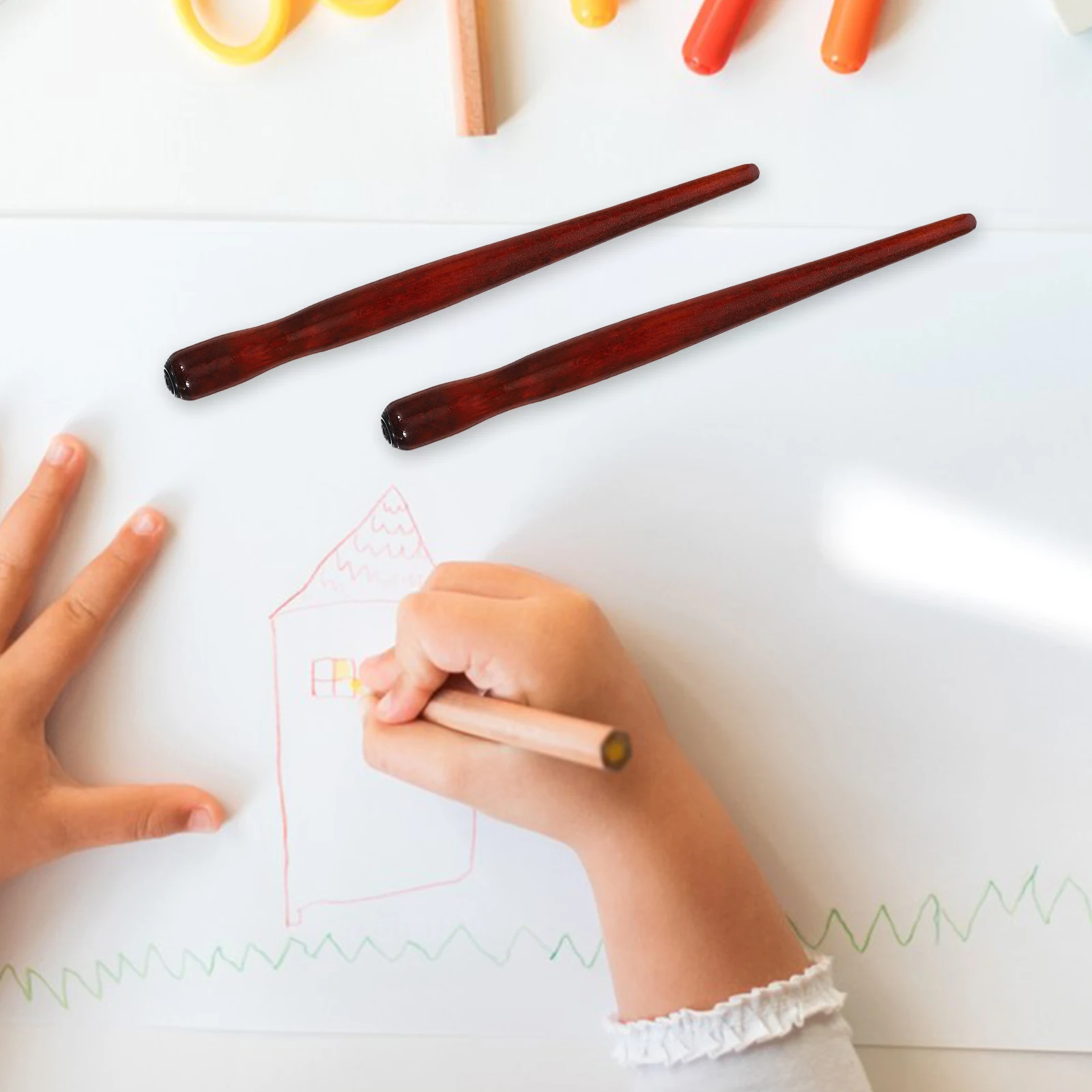 2 Pcs Dip Pen Calligraphy Accessory Supplies Cartoon Pens for Writing Holder Wood Metal Handle