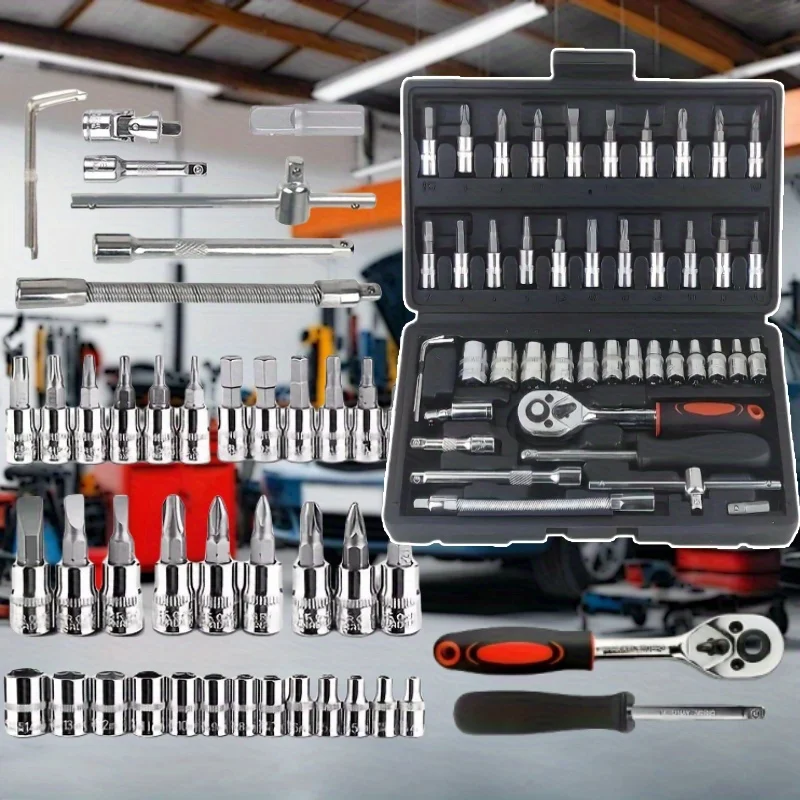 

46pcs/set complete hand tool box for home and car repair, auto repair kit tool box