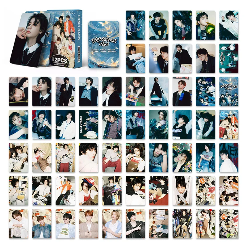 92Pcs/Set Kartu Lomo dan Stiker Seri Album Baru BOYNEXTDOOR Idol Kpop SUNGHO RIWOO JAEHYUN TAESAN LEEHAN WOONHAK Hadiah untuk Penggemar