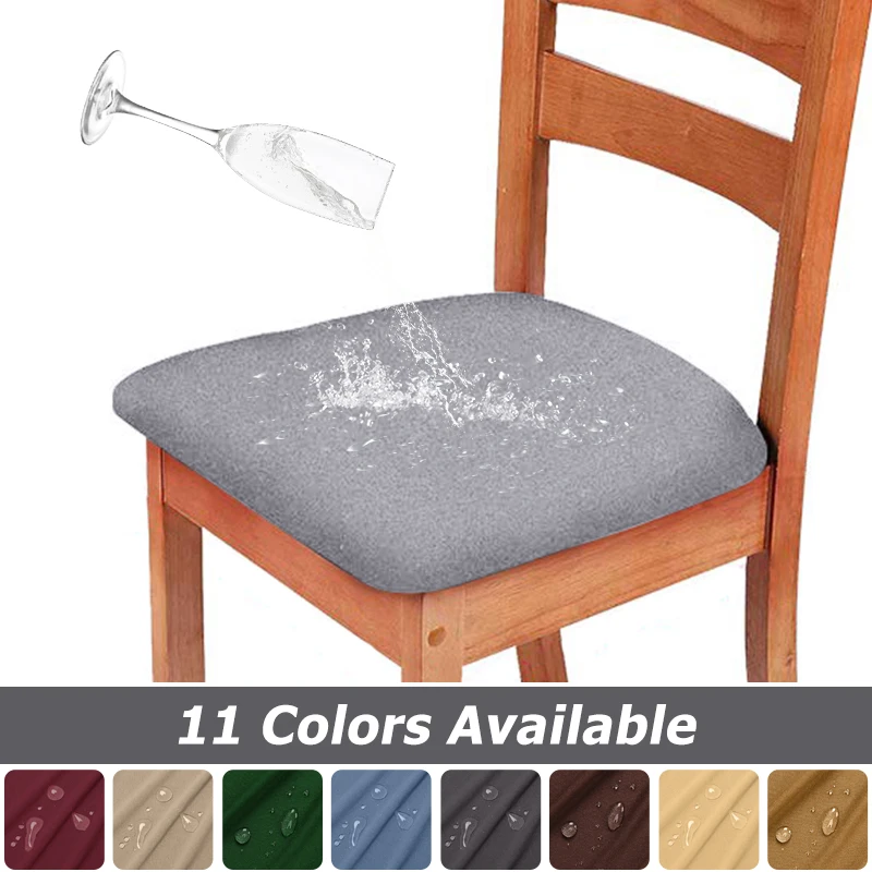 Funda impermeable para silla de comedor, fundas para asientos, 13 colores sólidos, fundas de cojín elásticas lavables y extraíbles para el hogar y el Hotel