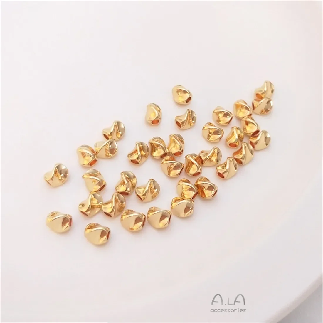 

Loose Bead 14K Gold Wrapped Three Sided Twisted Bead Handcrafted Bracelet Necklace Separated Beads DIY Jewelry Accessories C231