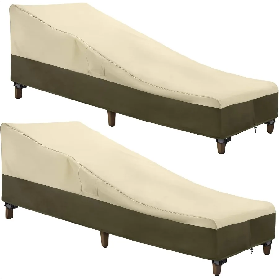 

Чехол для шезлонга на открытом воздухе, водонепроницаемый, сверхмощный, 2-пак., чехол для шезлонга для патио, устойчивый к ультрафиолетовому излучению, защита от выцветания, защита от любых погодных условий