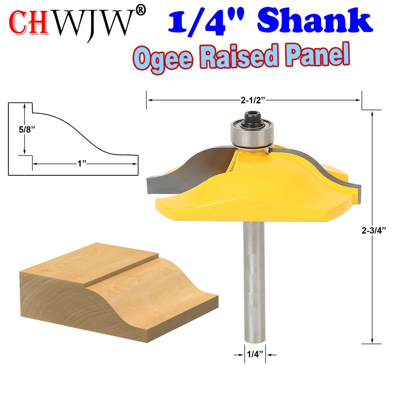 

1 шт., хвостовик 1/4 дюйма, диаметр 2-1/2 дюйма, фреза для панели Ogee с приподнятой поверхностью - Chjww 12134q