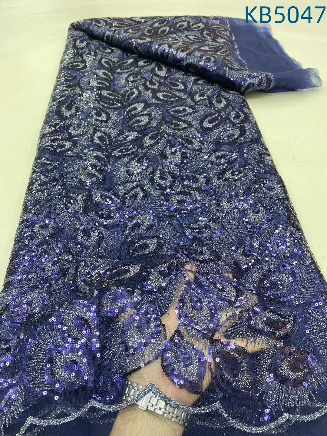 Magenta Sequence Tulle Net Latest Lace Fabric High Quality 2025 Sky Blue Sequins French Mesh Lace For Wedding Party Dress KB5047