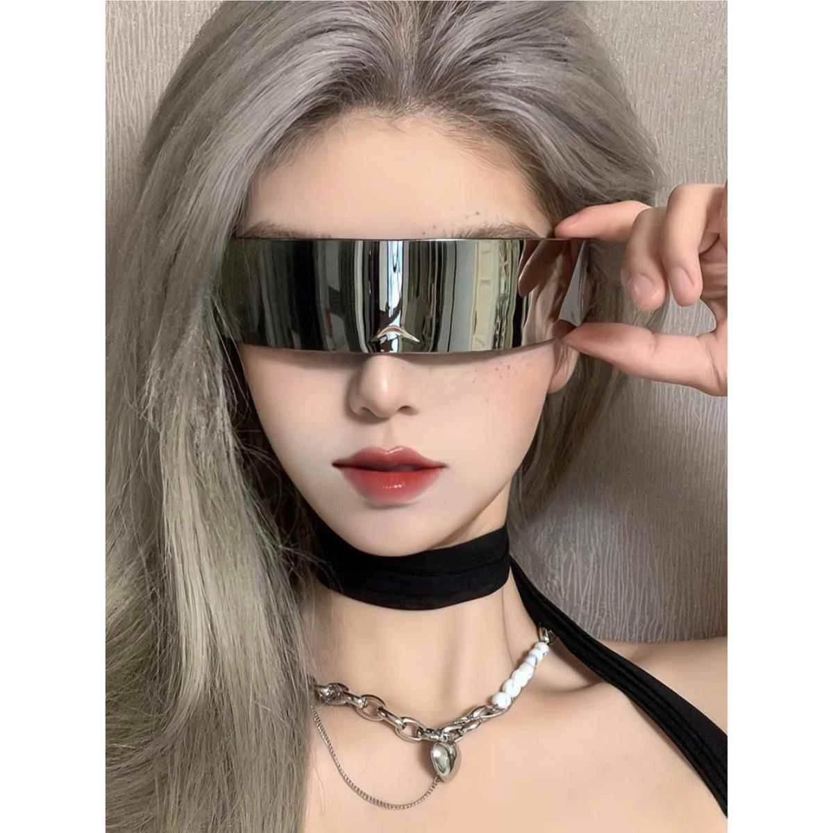 

Ins trendy girl eye mask glasses hood Internet celebrity cyberpunk mask future technology sense bar dance mask man