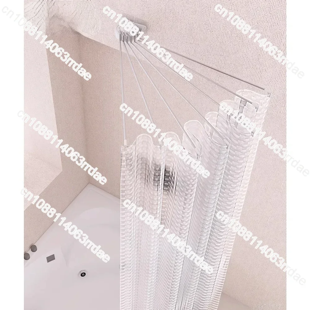 Home Curtain Rod with No Punching Set,stainless Steel Fan-shaped Arc Shaped,different Corner Turning,semi Circular Bathroom