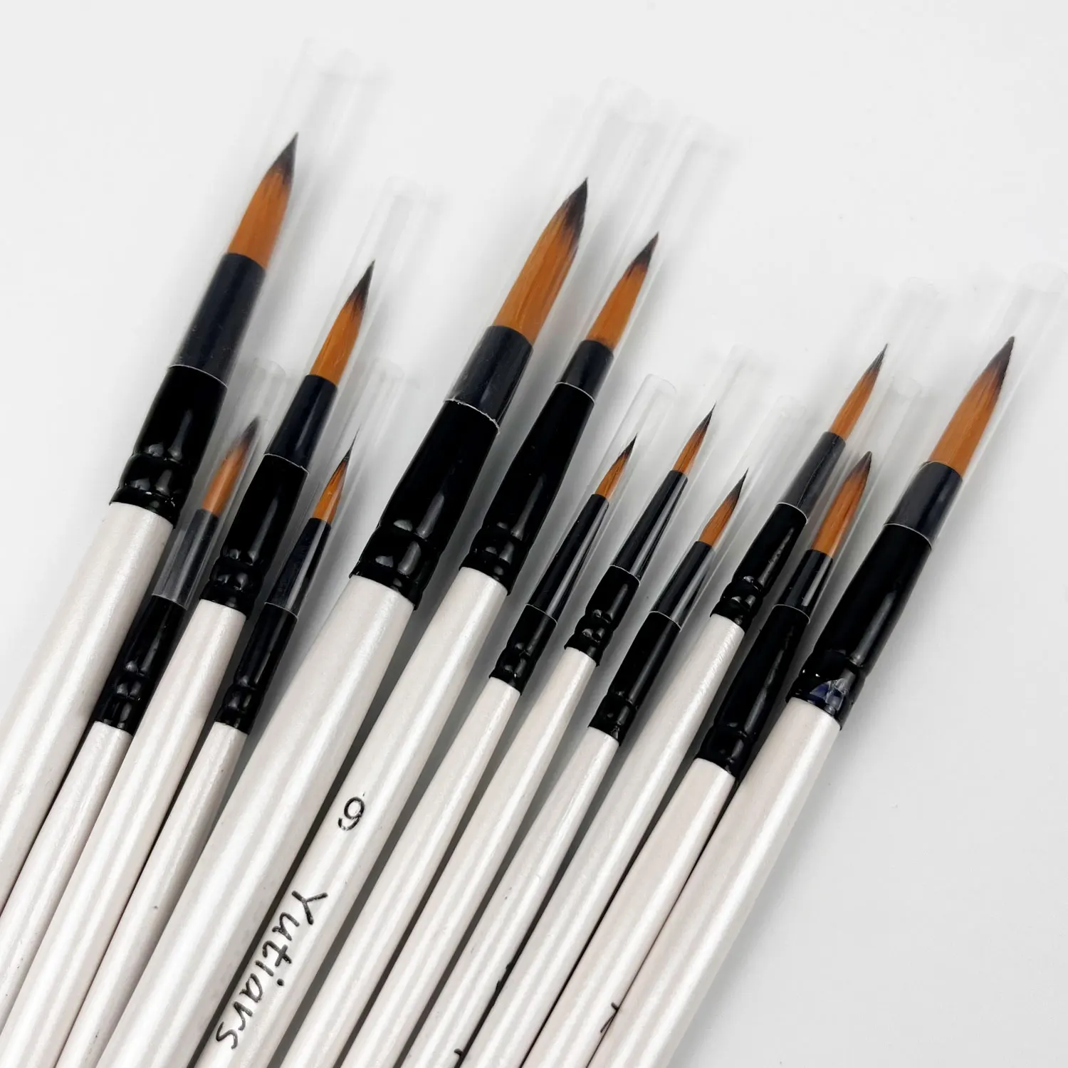 12pcs Filbert Artist Brushes with Nylon Tips - Wood Handle Professional Paintbrush Set for Acrylic, Watercolor, Gouache Painting