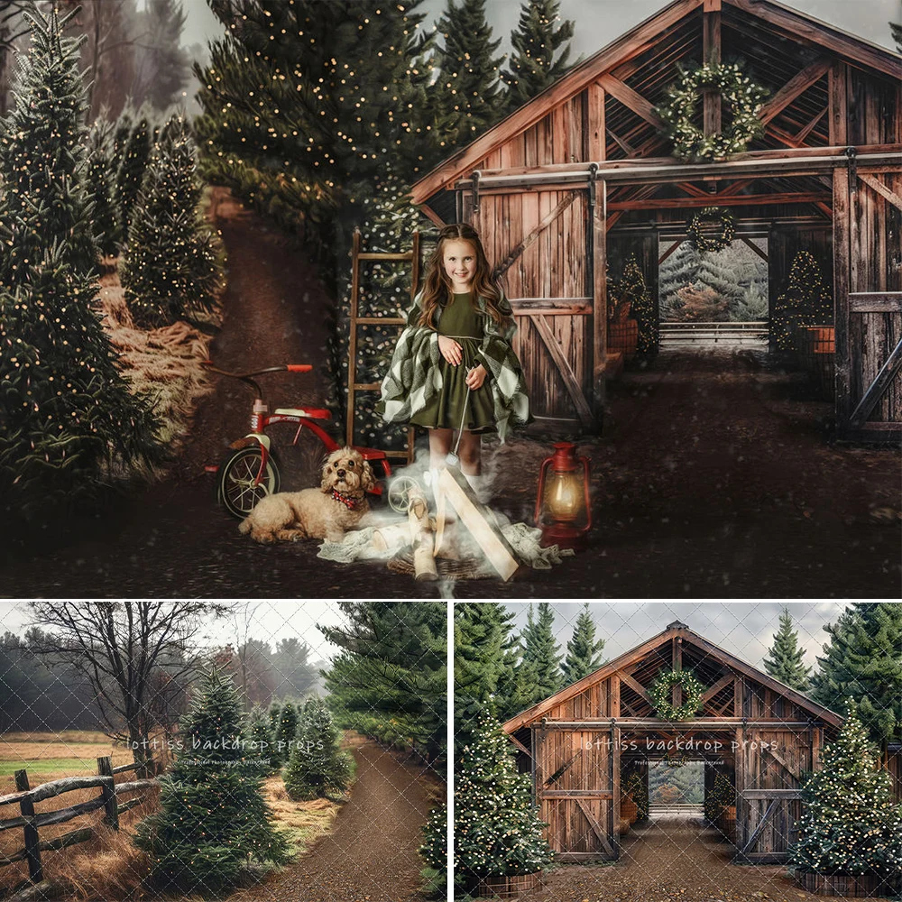 

Rustic Country Tree Farm Backdrops Kids Family Photography Xmas Photo Child Adult Photocall Wooden Farm House Front Backgrounds