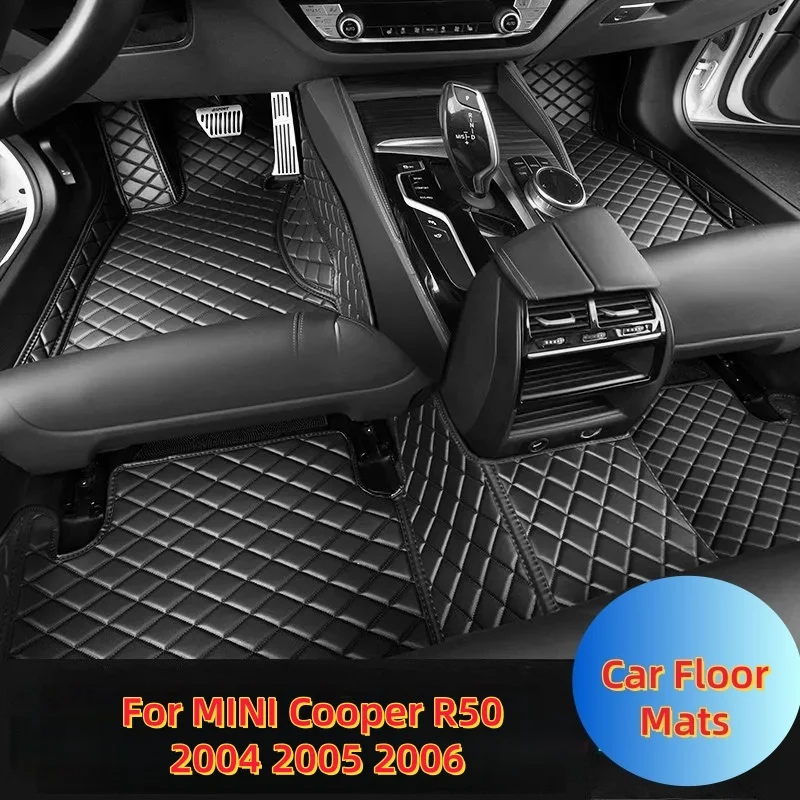 

Custom Automotive Car Floor Mats For MINI Cooper R50 2004 2005 2006 Auto Luxury Leather Men Women Car Mats Full Coverage