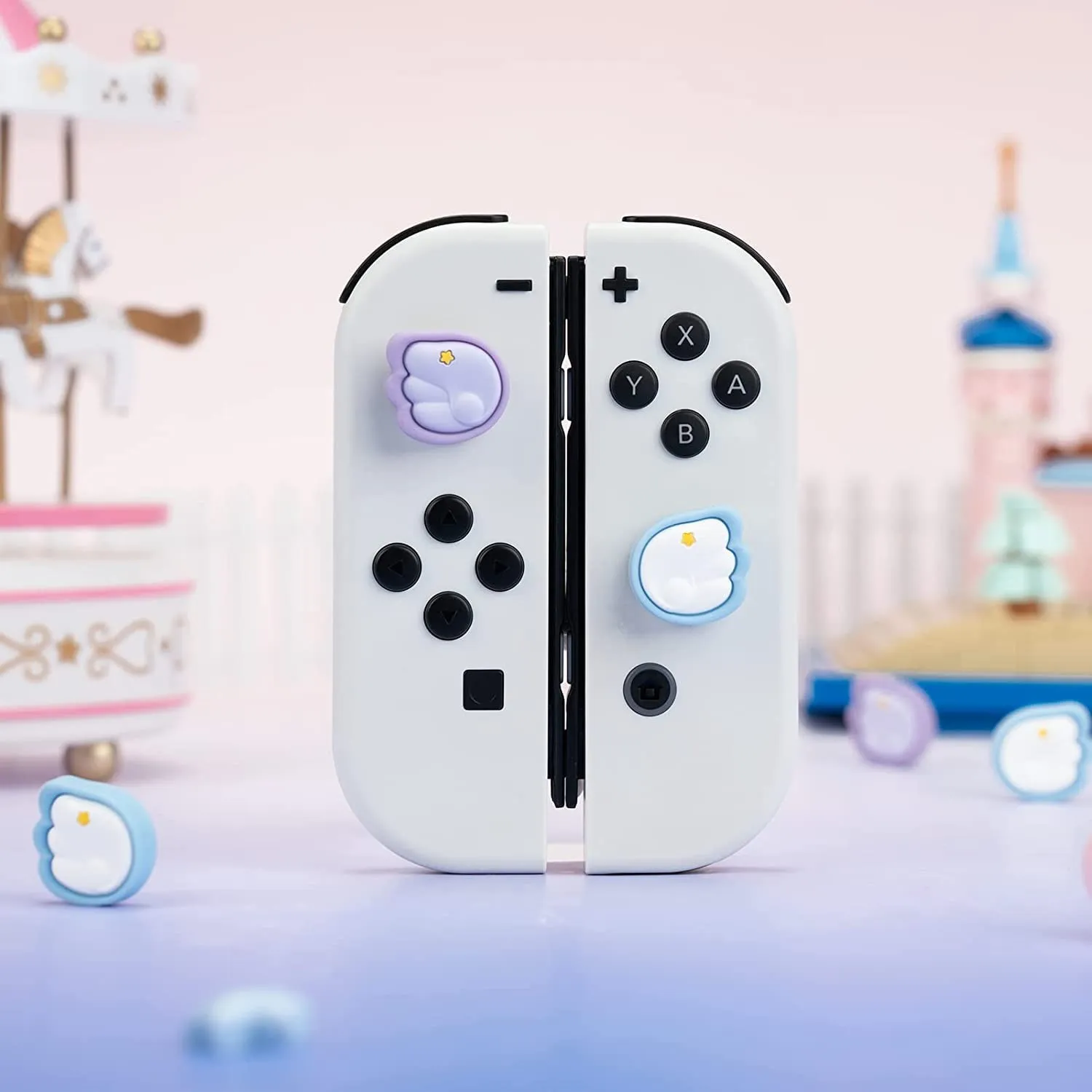 GeekShare-Joycon de silicona para Nintendo Switch/OLED/Switch Lite,4 piezas, alas Sakura Rabbit