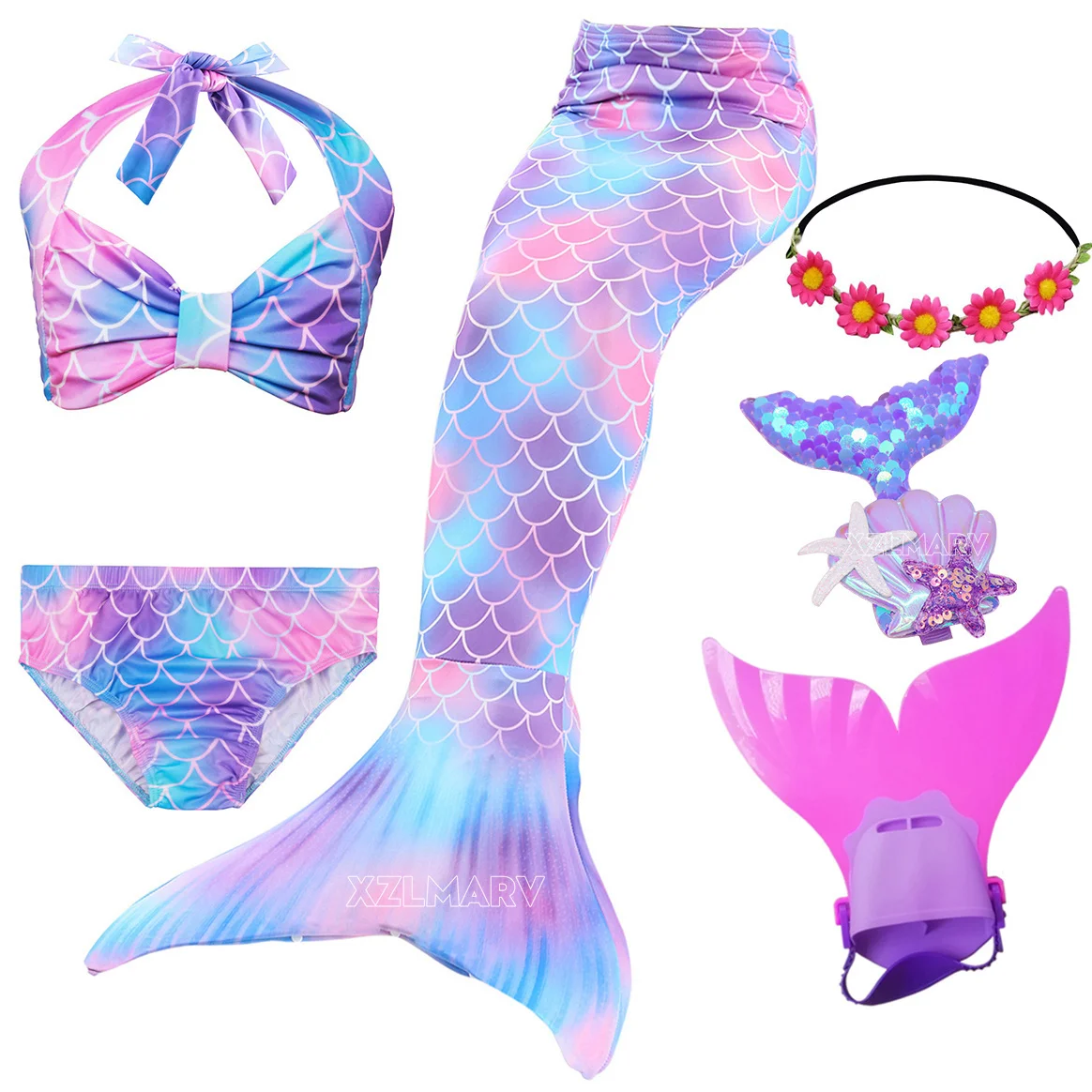Meisjes Zwemmen Zeemeermin Staart Zeemeermin Kostuum Cosplay Meisje Badpak Fantasie Badmode Bikini Kan Monofin Fin Halloween Toevoegen