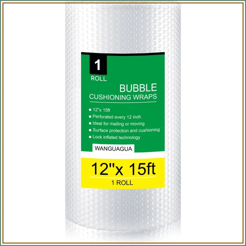 

Bubble Packing Wrap for Moving Boxes, 1 Roll 12" x 15' Perforated Cushioning Supplies