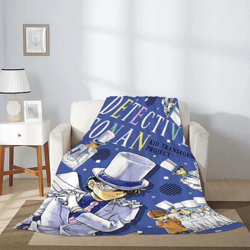 Detective Conan Blanket Custom Classic Comic Warm Winter Blankets & Throws Microfiber Bedding Knee Sofa Fleece Fluffy Soft Nap