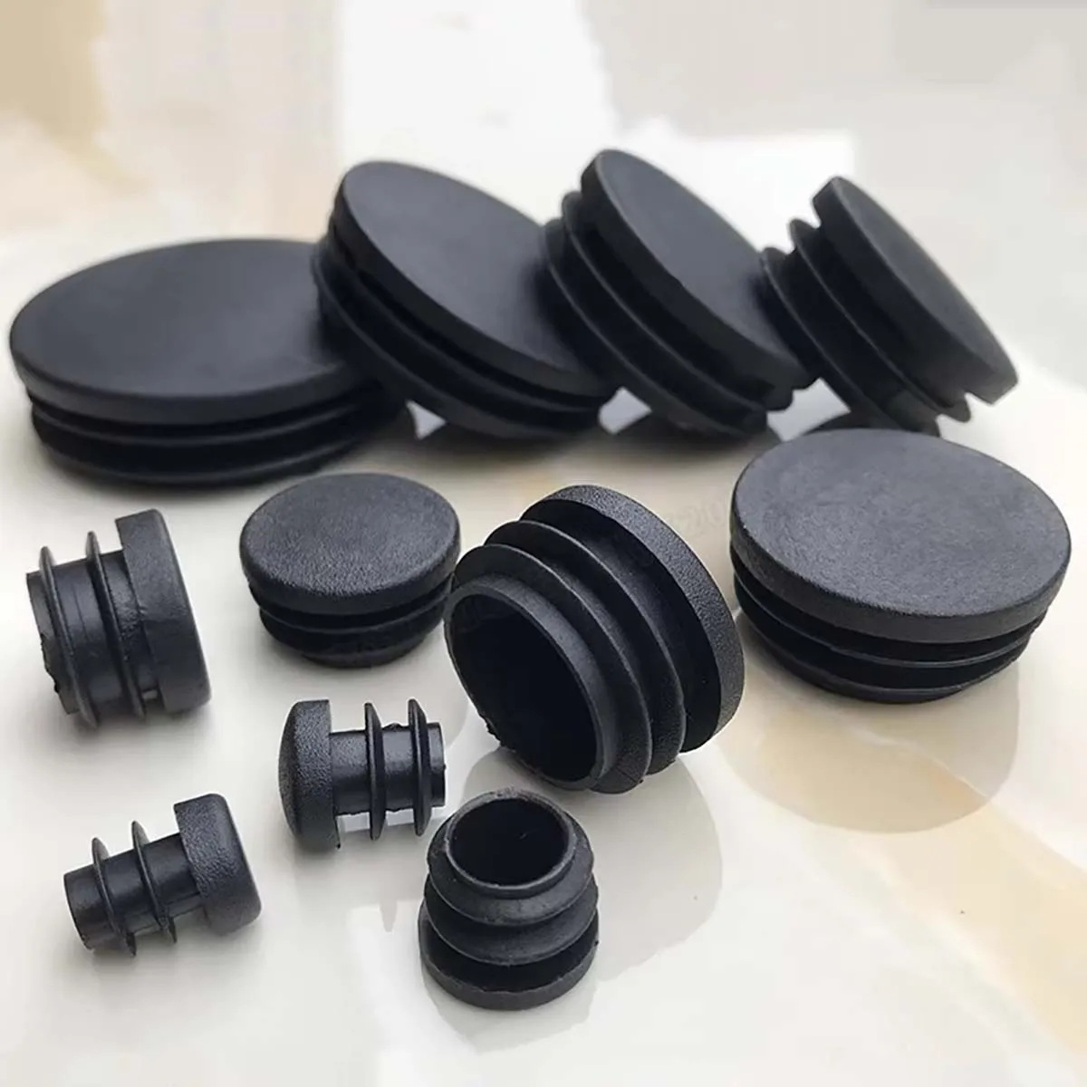 OD 35/38/40/42/45Mm Black Hole End Caps Inserts Seal Plugs Chair Non-Slip Foot Pads  Pe Plastic Round Pipe Plugs