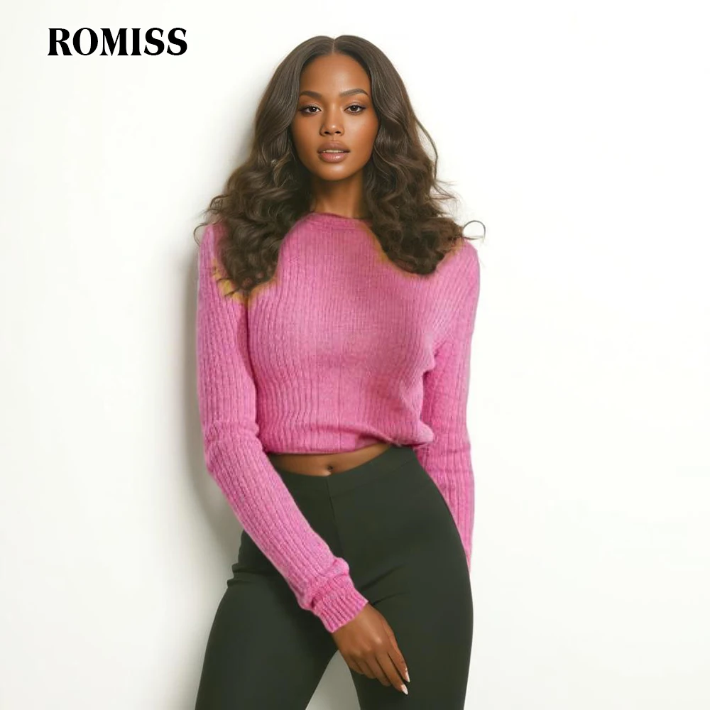 ROMISS Casual Knitting Pullovers For Women Turtleneck Long Sleeve Solid Minimalist Sweater Female Fashion Clothes Style New