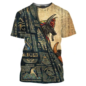 Old Egyptian Horus 3D Druck Sommer von Männern das Hals T-Shirt lässig Kurzarm übergroß 6 Hauptverkleidungskleidung Ägypten männlich - №1