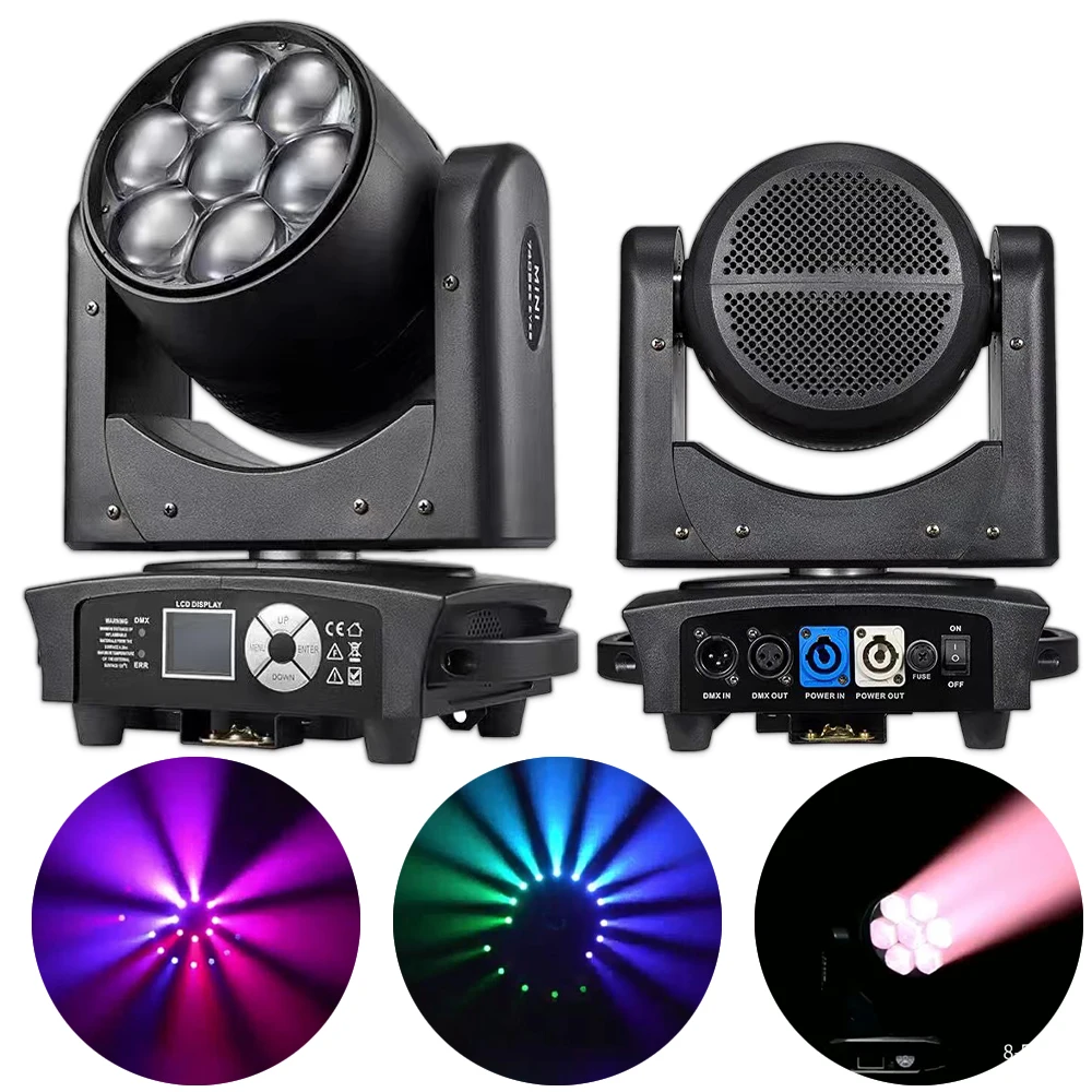 YUER Wash Zoom 7x40W RGBW 4in1 Moving Head Light Lyre Beam LED Dj Disco Party Professional Performance DMX Stage Effect Lighting