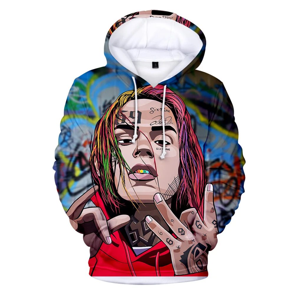 6ix9ine 3D Аниме толстовка хип-хоп рэпер Tekashi 69 мужские толстовки с капюшоном и свитшоты Детская уличная одежда мужской пуловер зимняя Толстовка