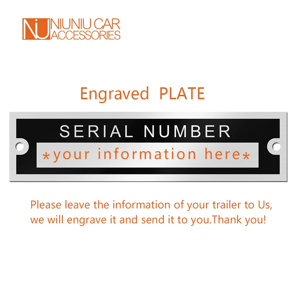 Blank or Engraved Aluminum Serial Chassis Number ID Tag Vehicle Identification VIN Plate Trailer Car Quadbike