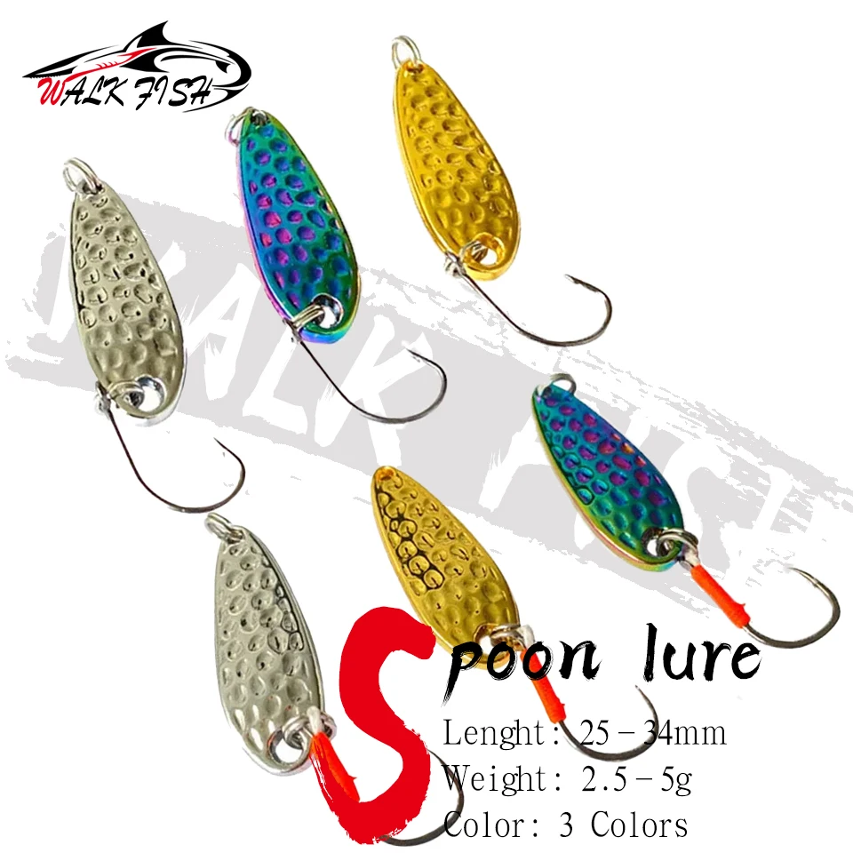 WALK FISH 2.5g 3.5g 5g Metal Spoon Sequin Fishing Lures Pesca Leech Jig Wobbler Isca Crankbaits for Fly Fishing Hard Baits Trout