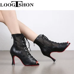 Black Soft Bottom Bachata Women Ballroom Latin Dance ShoesSalsa Dance Sandals Woman thin Heel 8.3cm/10cm/11cm