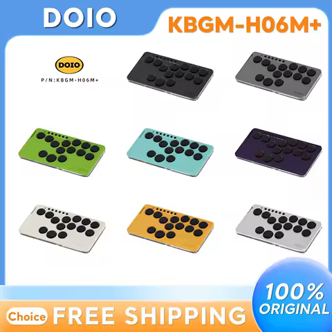 DOIO KBGM-H06M+ HITBOX Mini Portable Game Keyboard Joystick Arcade Fighting Support Switch PC PS4 PS5 Steam RGB Aluminum Alloy