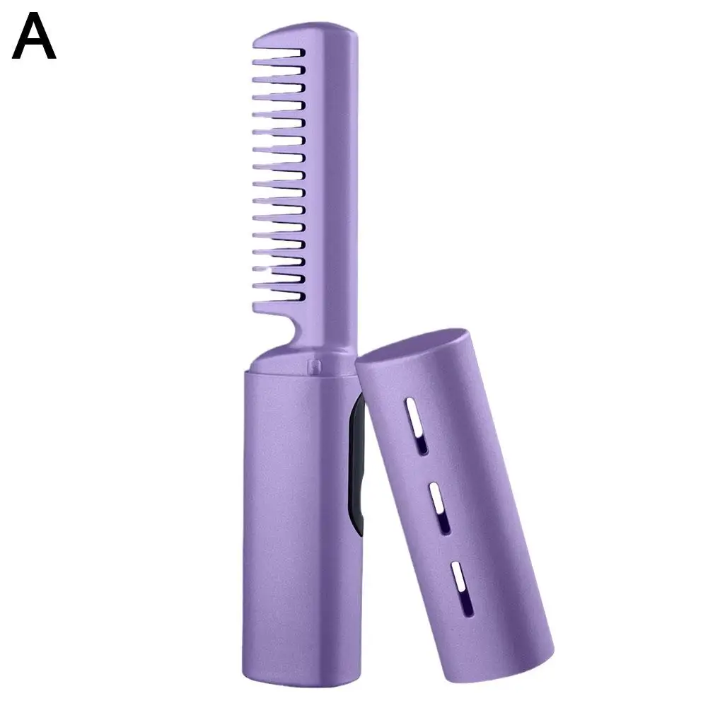 2 In 1 Luie Stijltang Haar Hete Kam Snelle Verwarming Ijzer Oplaadbare Curling Ion Usb Straight Curler Stijltang Negatief T7k0