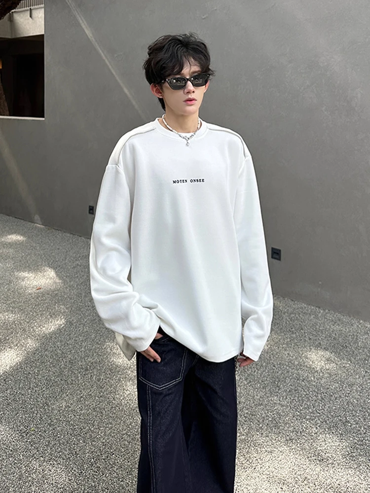 Bla Heavyweight American High Street Autumn Trendy Sweatirt Men's oulder Hard Long Sve T-irt Casual Sle Base irt