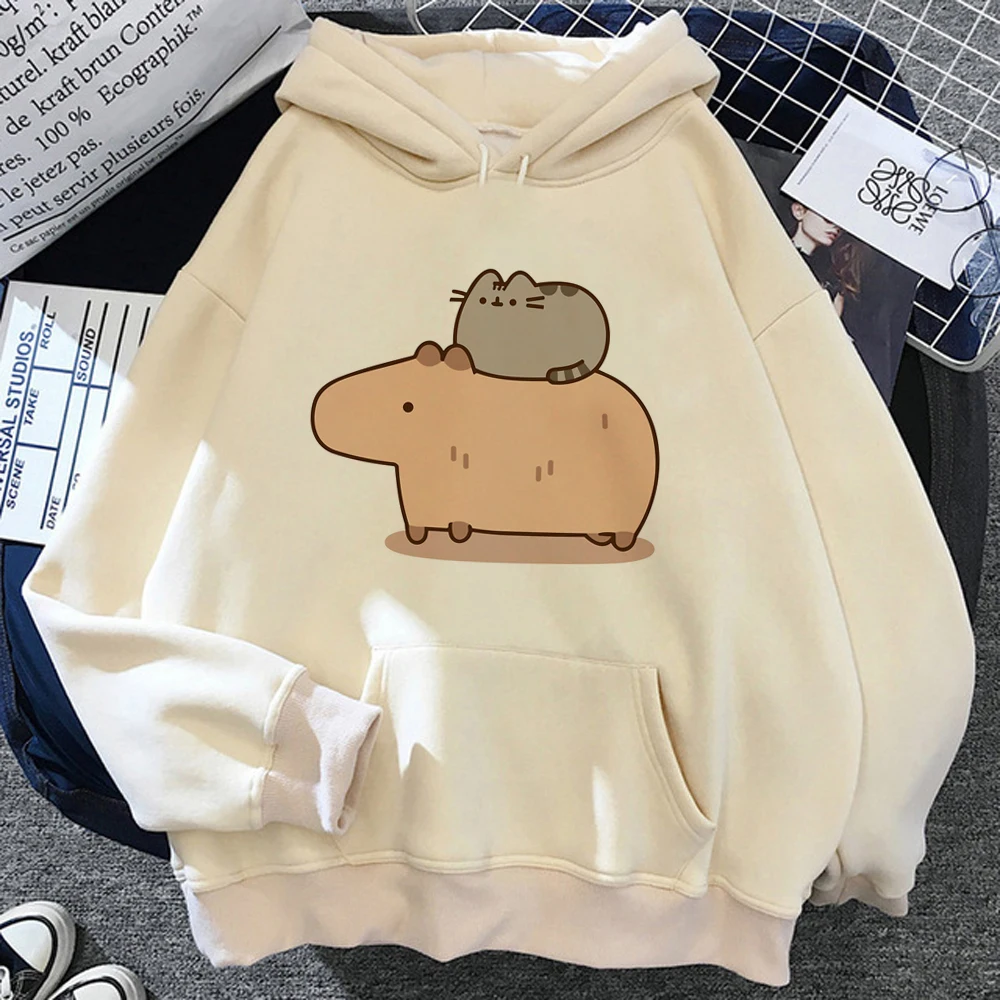 Capybara-Sudadera con capucha de manga larga para mujer, ropa gótica con estampado de anime, top de invierno