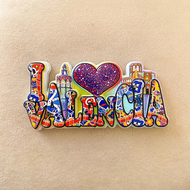 

Valencia Refrigerator Magnet Spain City Architecture Mosaic Style 3D Magnetic Sticker Travel Souvenir