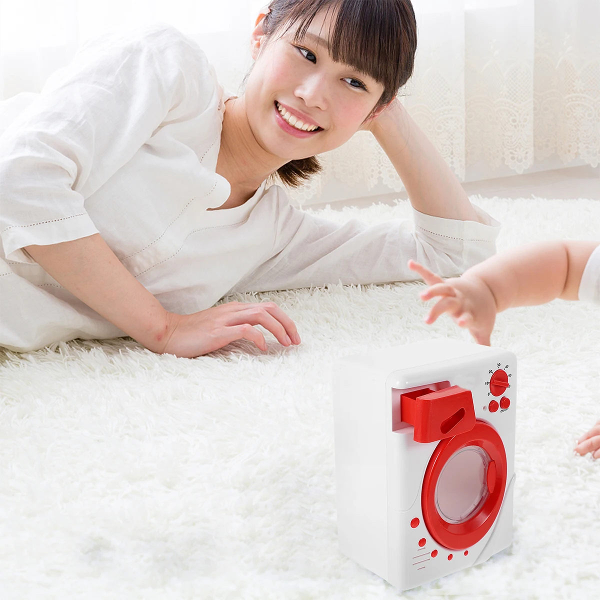 

Play House Washing Machine Mini Childrens Pretend Portable Kids Kitchen Appliances Toy Automatic for