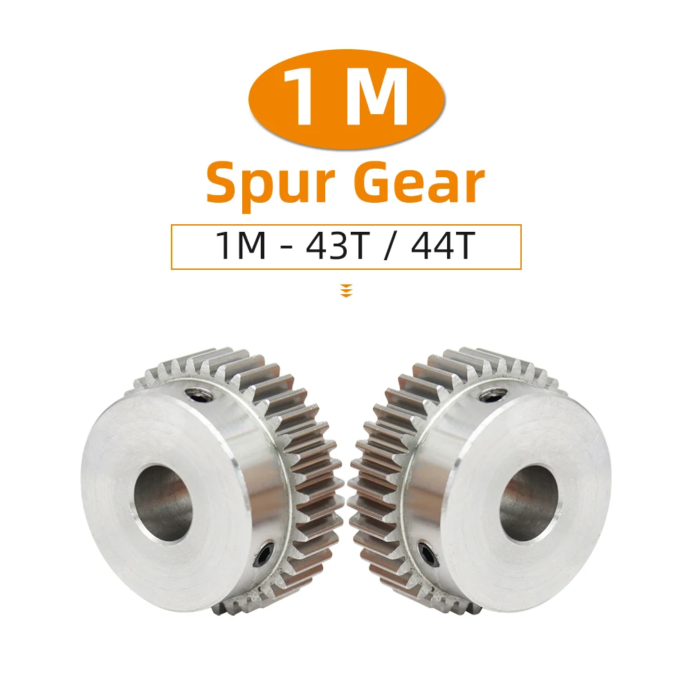 Motor Gear 1M43T 1M44T Bore Size 8/10/12 mm 304 Stainless Steel Gear Teeth Thickness 10 mm Total Height 20 mm 43Teeth 44Teeth