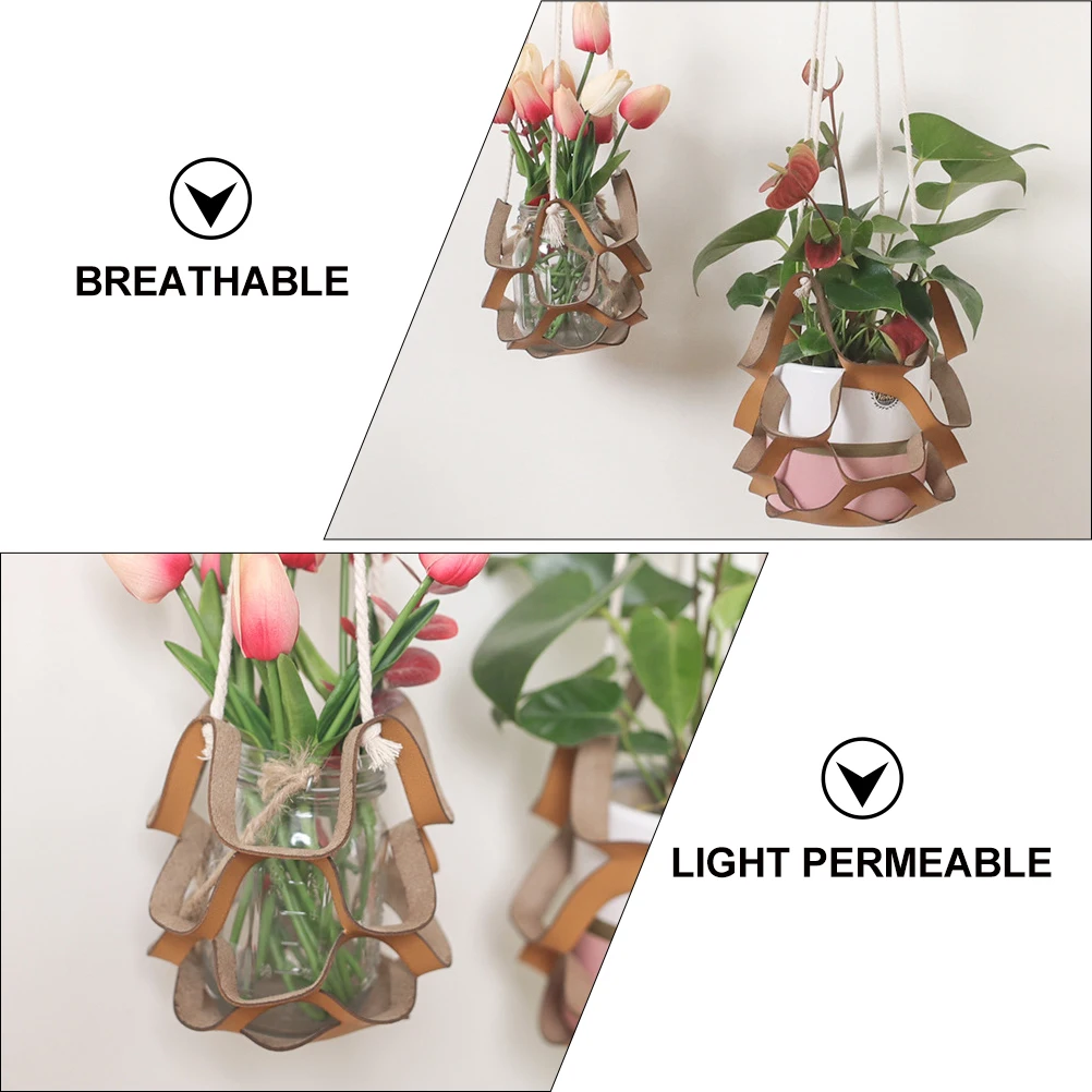 

PU Flowerpot Potted Plant Hanging Basket Durable Planter Holder Balcony Decor Planter Hanging Basket