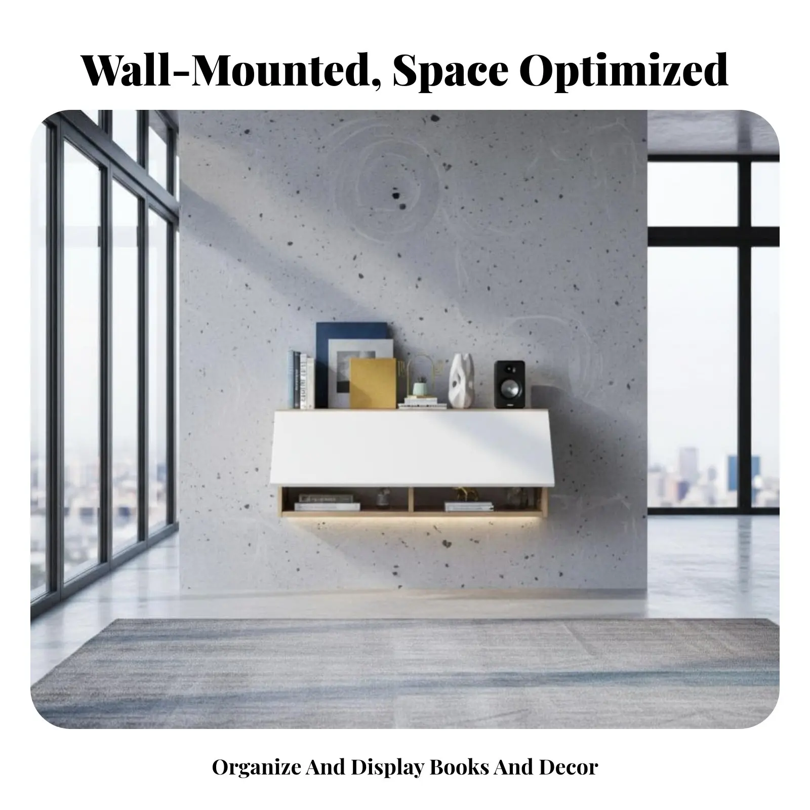 

Wall-Mounted Shelving Unit Space-Saving Design Flip-up Door Wall-Mounted Cabinet Versatile Use Easy Installation for Living Room