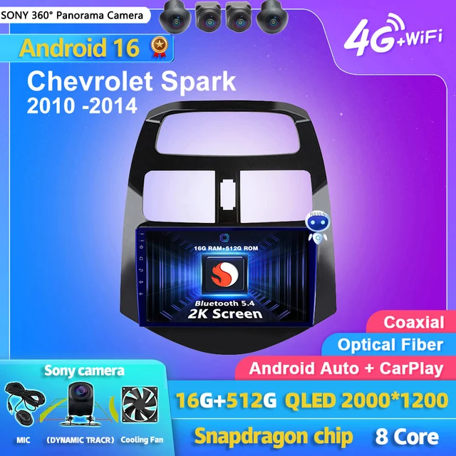 Radio samochodowe z Androidem 16, CarPlay i Auto, odtwarzacz multimedialny do Chevrolet Spark Beat Matiz Creative 2009 - 2016 E53 X5 M5 2din Stereo