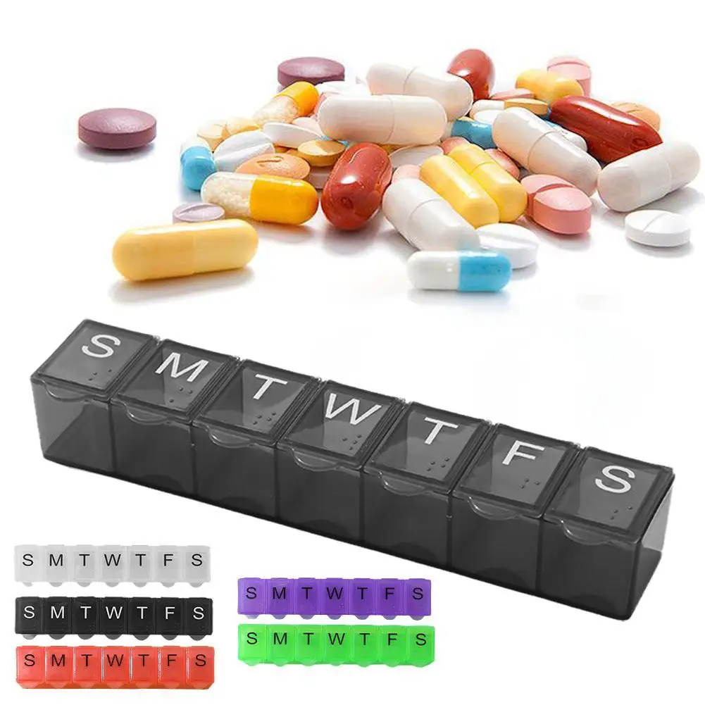 7 Days Pill Medicine Box Weekly Tablet Holder Storage Organizer Container Case Pill Box Splitters 5 Colors Pill Case Organizer