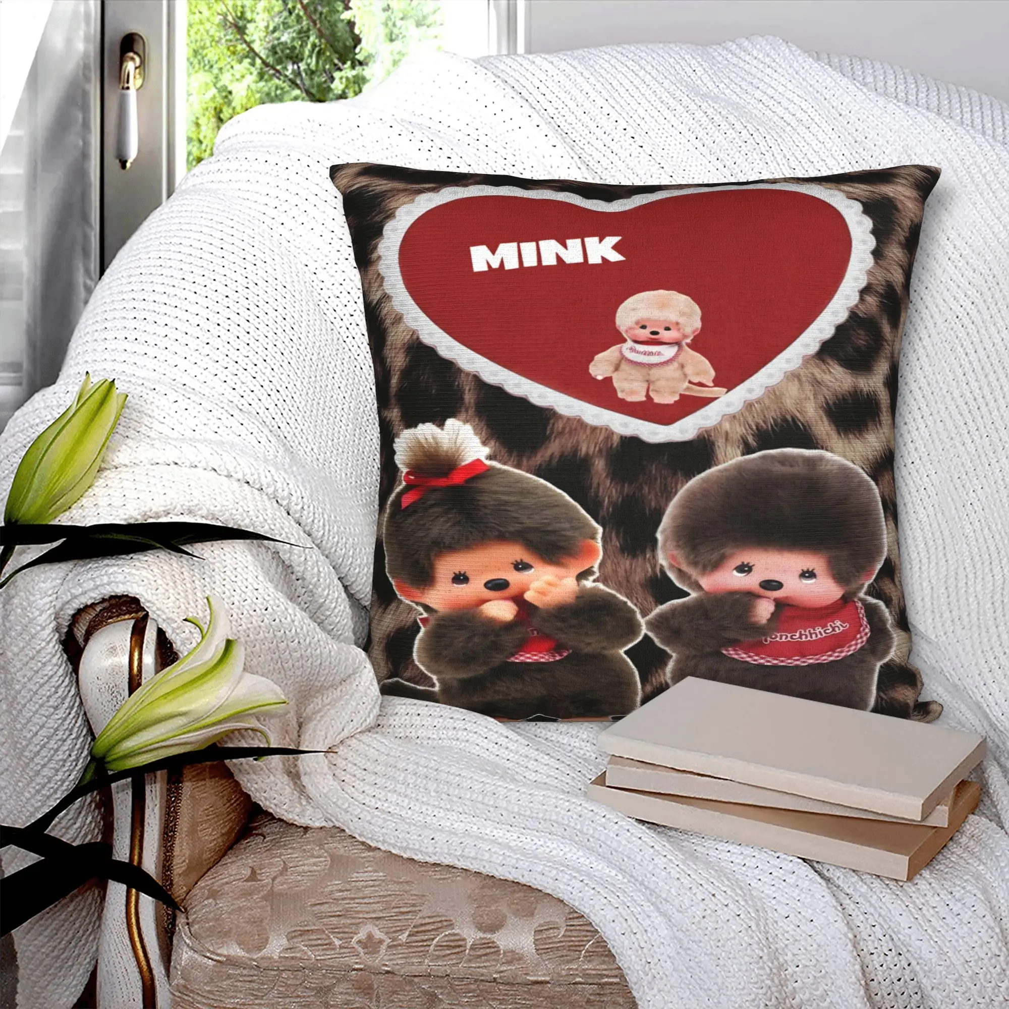 Kawaii Monchhichis  Pillowcases Stuff Printing Cushion Cover  Pillow Covers Home Decor Zipper Multi Size