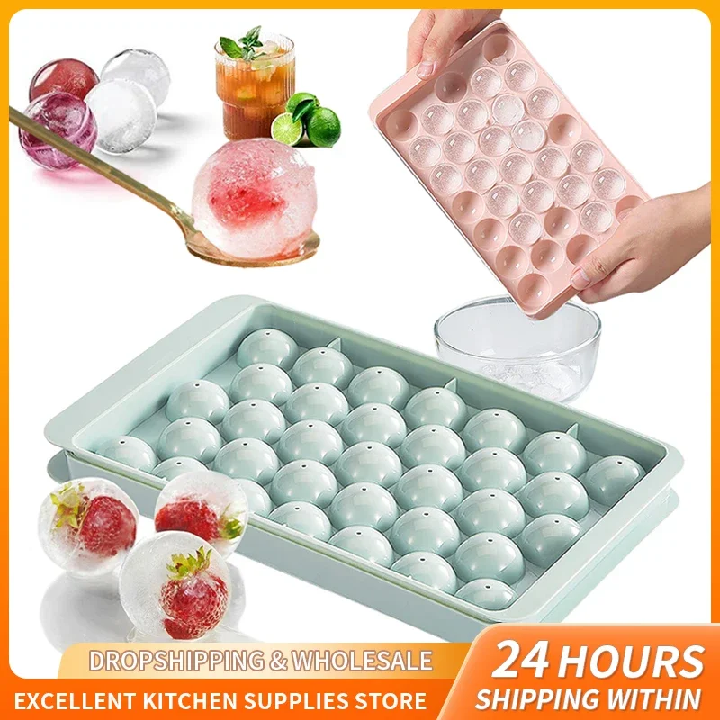 33 Ice Boll Cube Trays For Freezer Ice Ball Maker Mold Mini Circle Round Ice Cube Mold with Lid Making PCs for Cocktail Whiskey