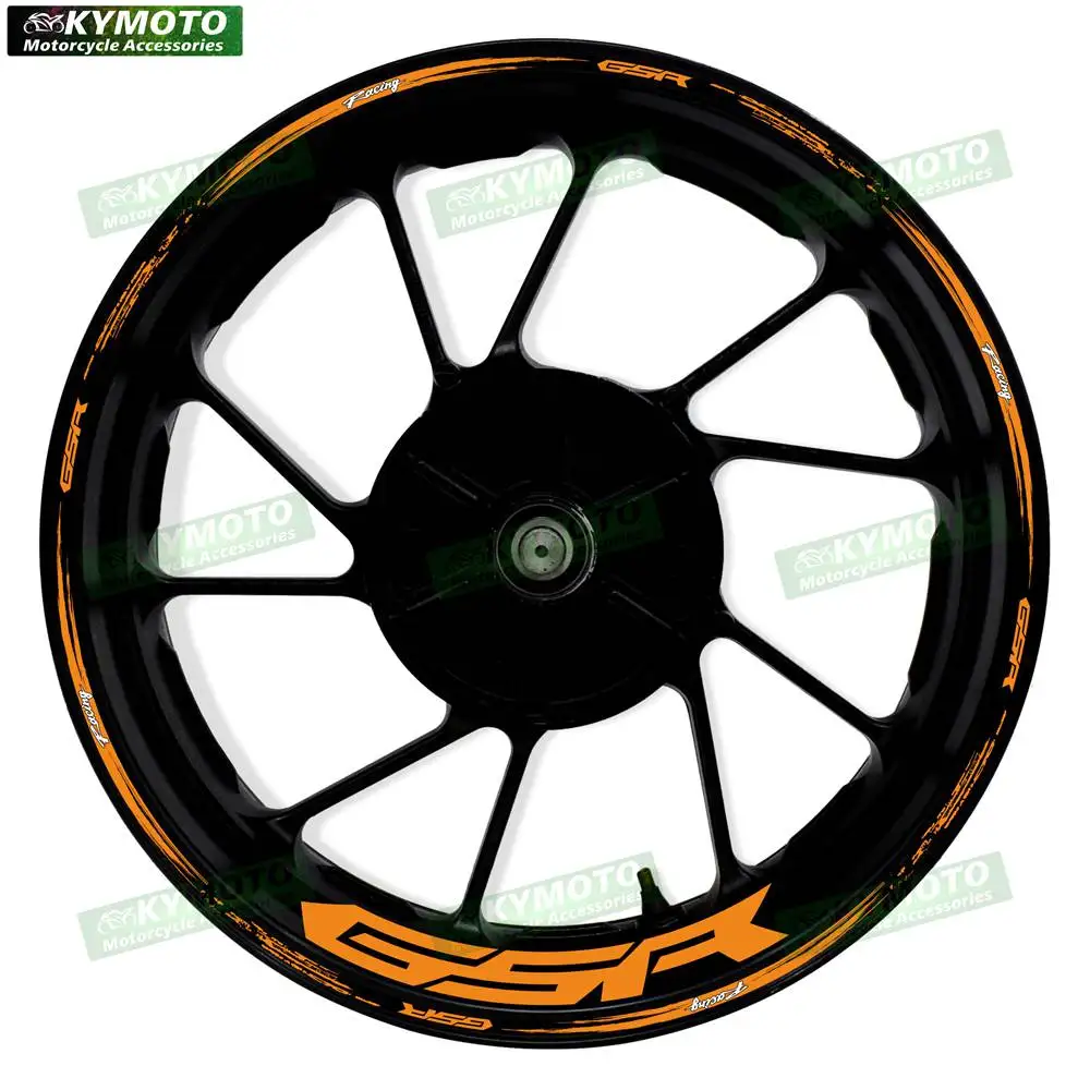 GSR オートバイアクセサリー用 17 インチフロントとリアホイールステッカー修正されたストライプ反射リムステッカー装飾