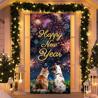 Happy New Year Theme Door Cover Neon Light Outdoor Background Decoration 2025 Colorful Banner Party Night Event Prop Gift Supply