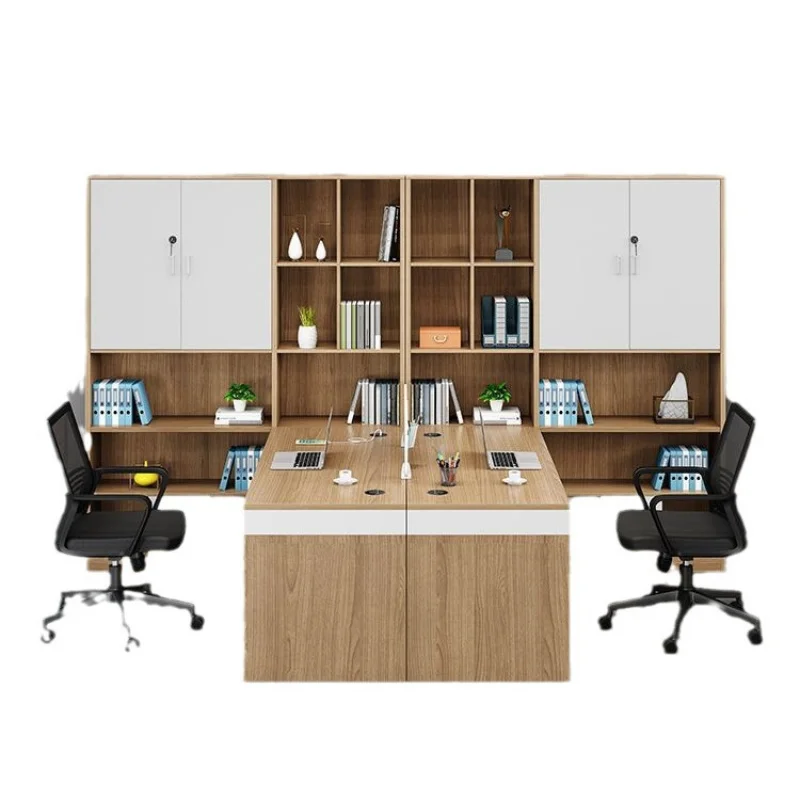 

Комплект мебели для финансового отдела и кабинета руководителя, простой современный дизайн, для 3 сотрудников, с высоким шкафом, стол для преподавателя