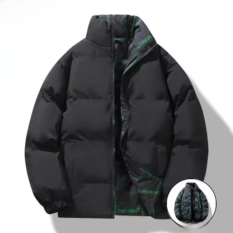 

Men's Double-Sided Wear Thiened down Cotton Jaet Stand Collar Winter Coat Warm Cotton Padded Clothing Casual Leisure