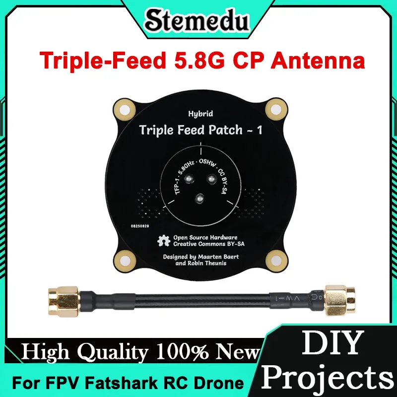 

5.8GHz Triple Feed Patch Antenna SMA Male RHCP/LHCP Circular Polarized FPV Drone Receiver Enhanced Signal Long Range