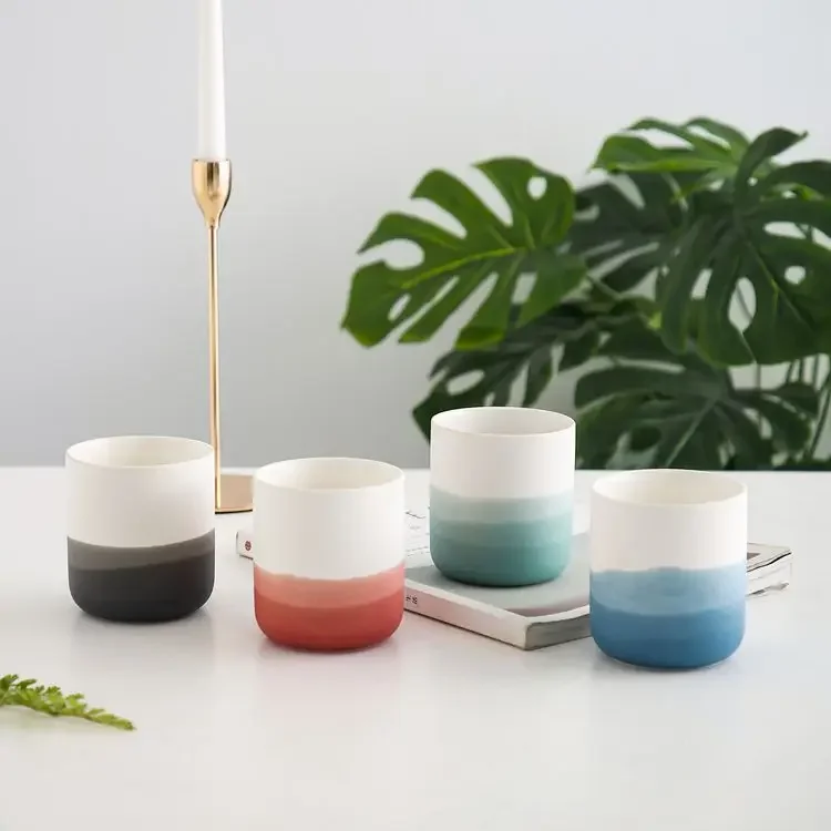 

DIY Aromatherapy Candle Cup Home Decoration Gradient Ceramic Candlestick Candle Making Kit M