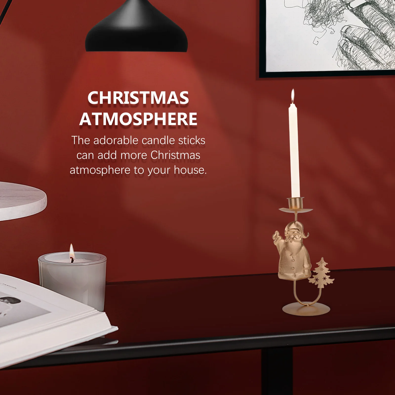 

2pcs Metal Stick Golden Christmas Candleholder Desktop Decoration Iron Stand For Home Decor Xmas Base