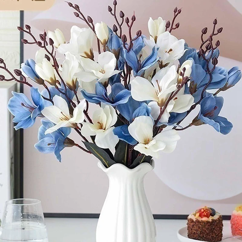 1PC Magnolia Bouquet Künstliche Blumen für Home Decor Hochzeit Weihnachten Party Liefert Fotografie Requisiten Braut Zubehör