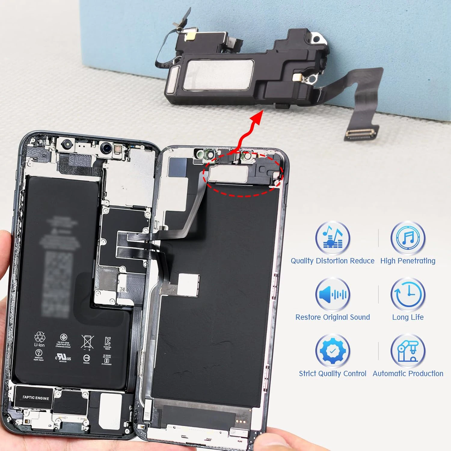 Oryginalny kabel flex słuchawki z mikrofonem do iPhone 12 mini 12 Pro Max, górny czujnik zbliżeniowy, mały zestaw słuchawkowy, naprawa Face ID, części zamienne. — zdjęcie produktu 3