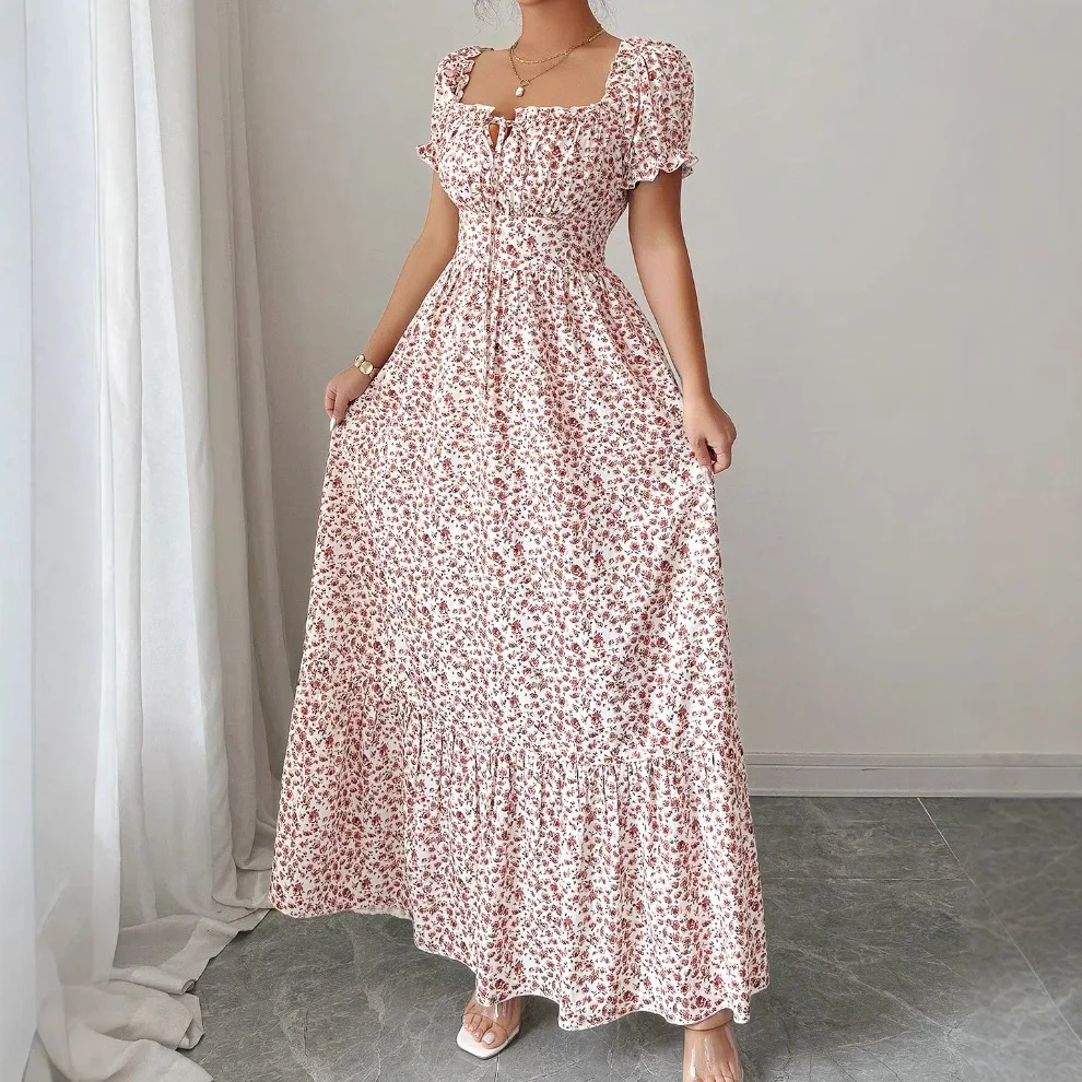 

2026 Women's New Spring Hot Flower Print Elegant, Fashionable and Comfortable Dress for Women