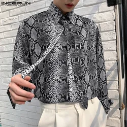 INCERUN Sexy New Men's Clothing Leopard Printed Design Shirts Casual Party Shows Male Hot Selling Long Sleeved Blouse S-5XL 2024