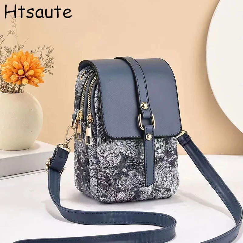 

Мини-сумки с цветочным принтом для женщин, сумки-мессенджеры из искусственной кожи, вертикальный держатель для телефона, индивидуальный дизайн, наушники bolsos mujer